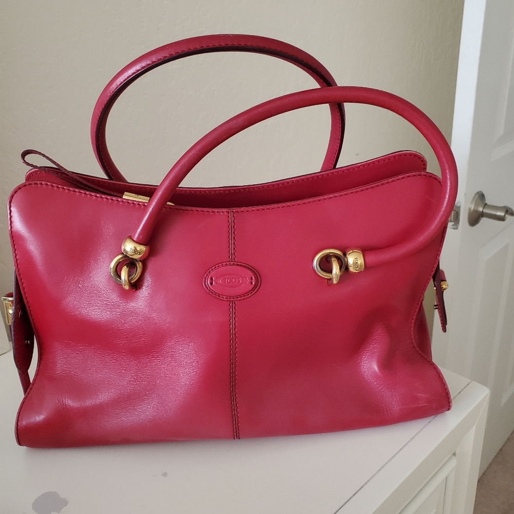 Tod's Red Leather Handbag